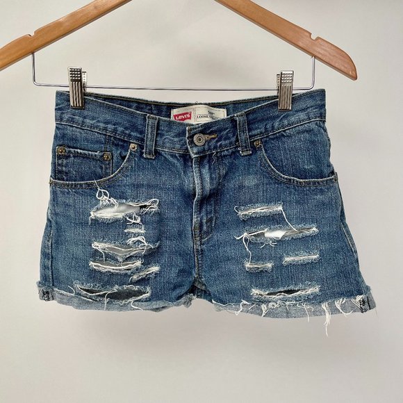 Levi's 569 Loose Straight Distressed Cutoff Denim Shorts, Size 26 - Picture 1 of 5